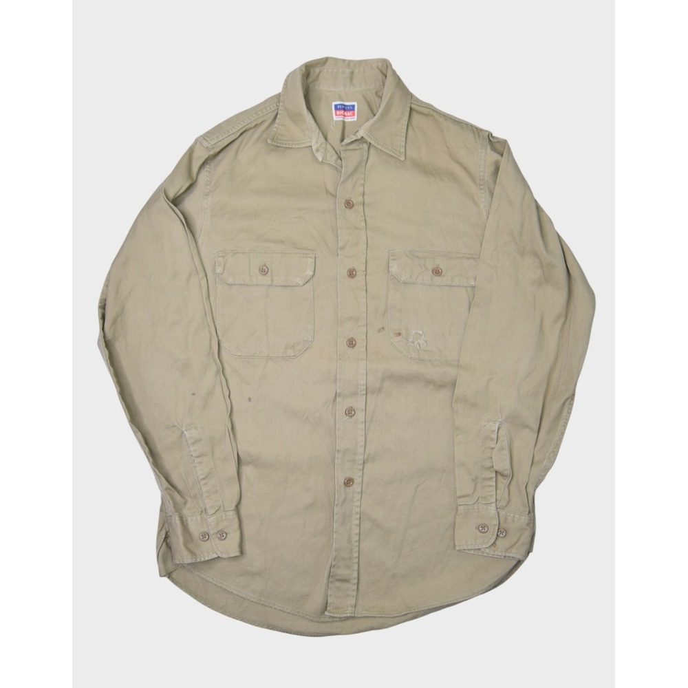 Vintage Penneys Shirt Mens Medium Khaki Big Mac Sanforized Workwear Vat Dyed